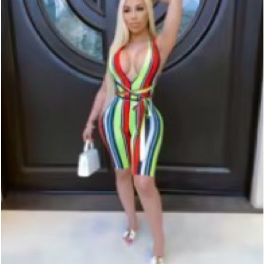 Multicolor Striped Bodycon Dress